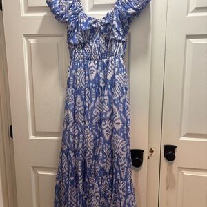 THML Blue and White Maxi Dress